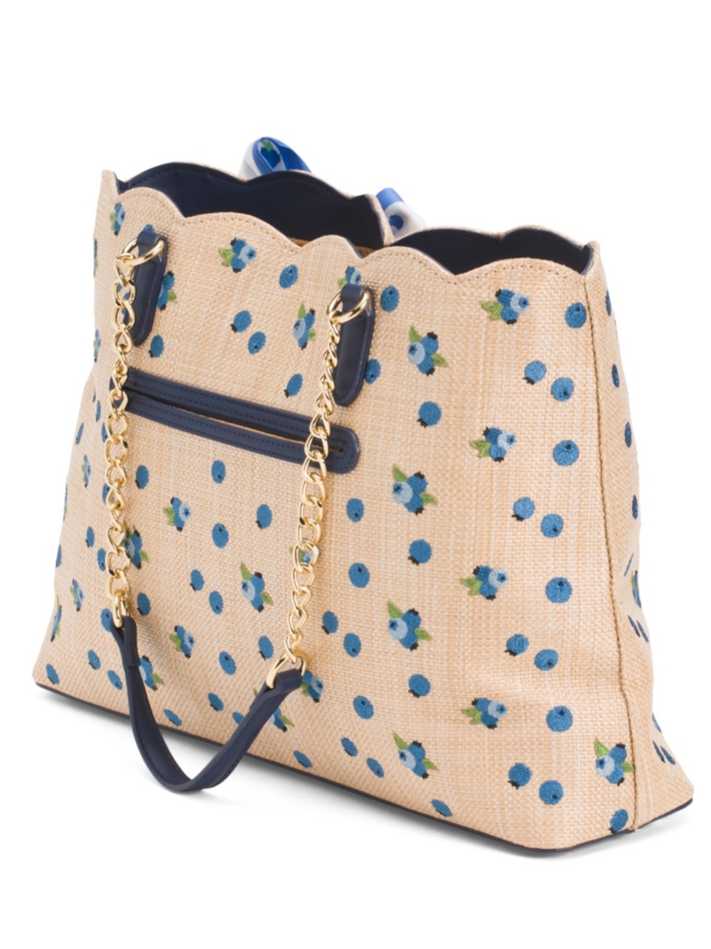 NWT-Betsey Johnson-Blueberry🫐Embroidered-Large XO Tote-Woven Straw-Natural-$118 - Picture 14 of 16